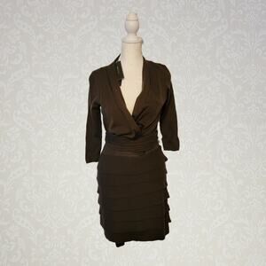 Bcbgmaxazria, XS | NWT Brown Wool Wrap Sweater Dress